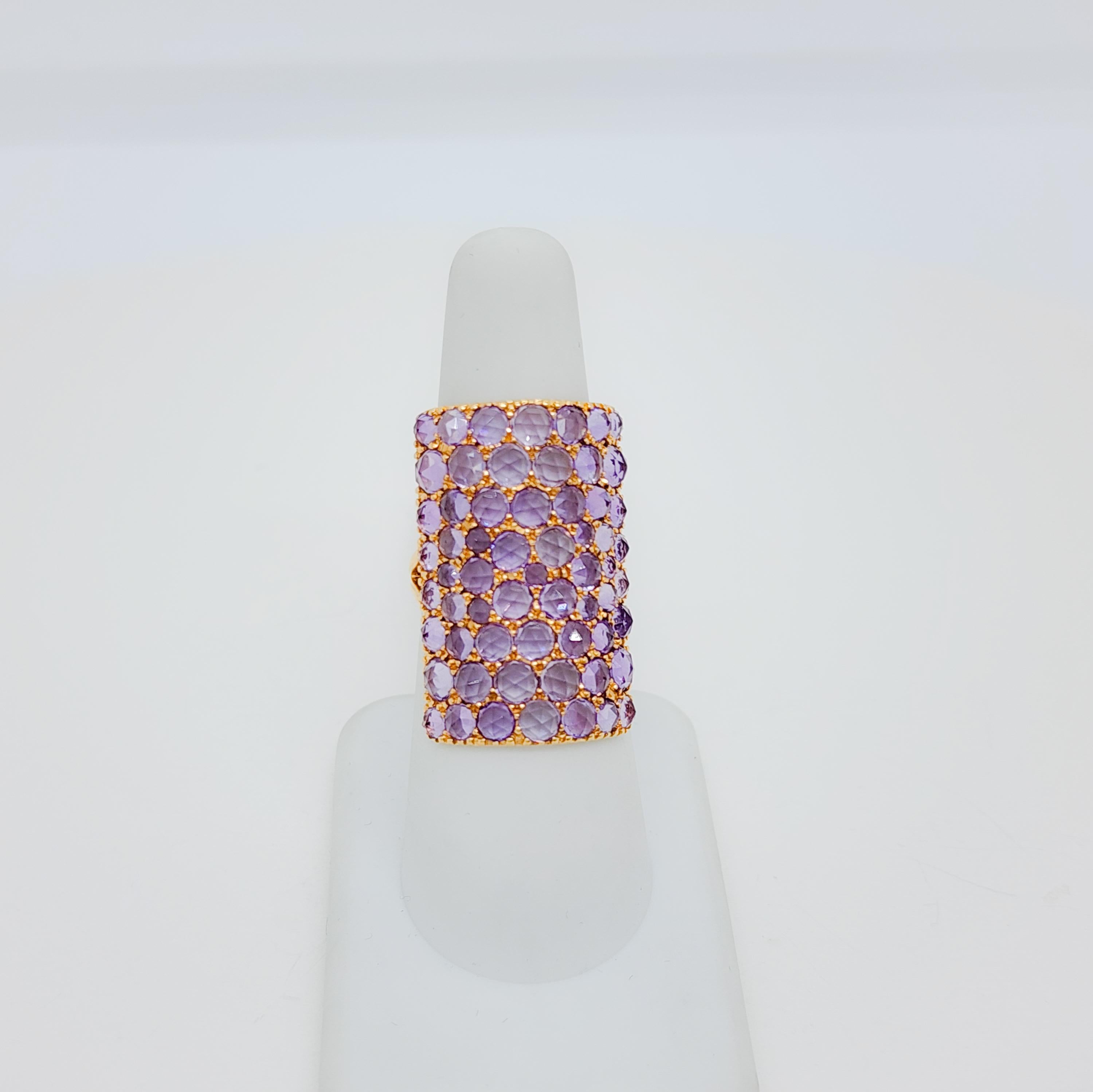 Pinkish Purple Amethyst Cocktail Ring in 18 Karat Rose Gold In New Condition For Sale In Los Angeles, CA