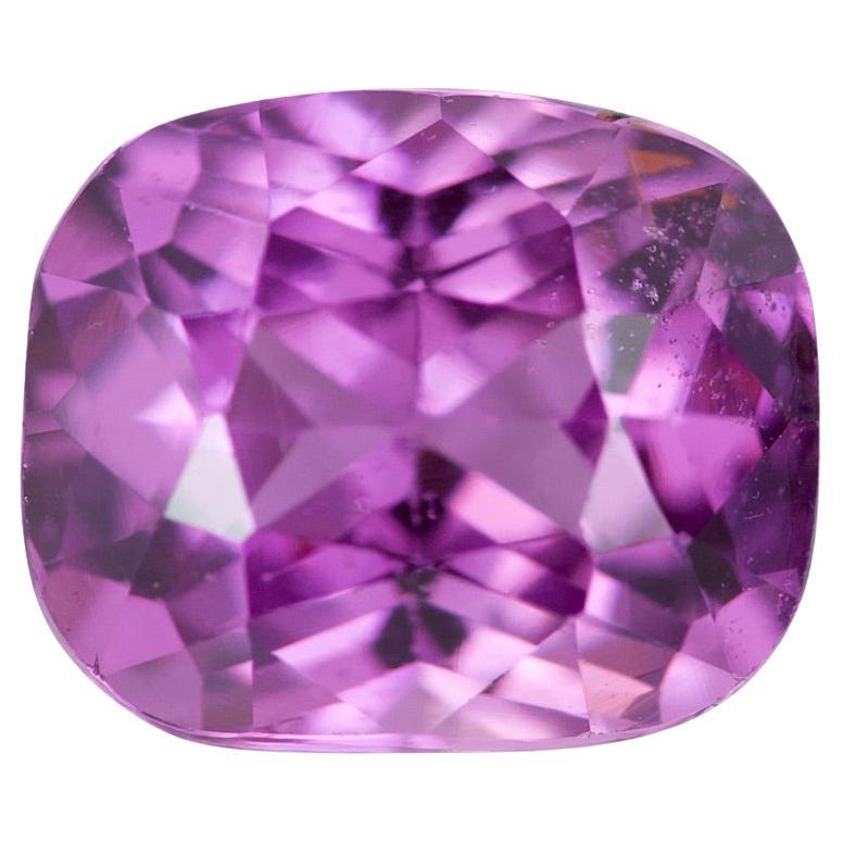 Saphir violet rosé taille coussin 1,19 carat, pierre précieuse naturelle chauffée