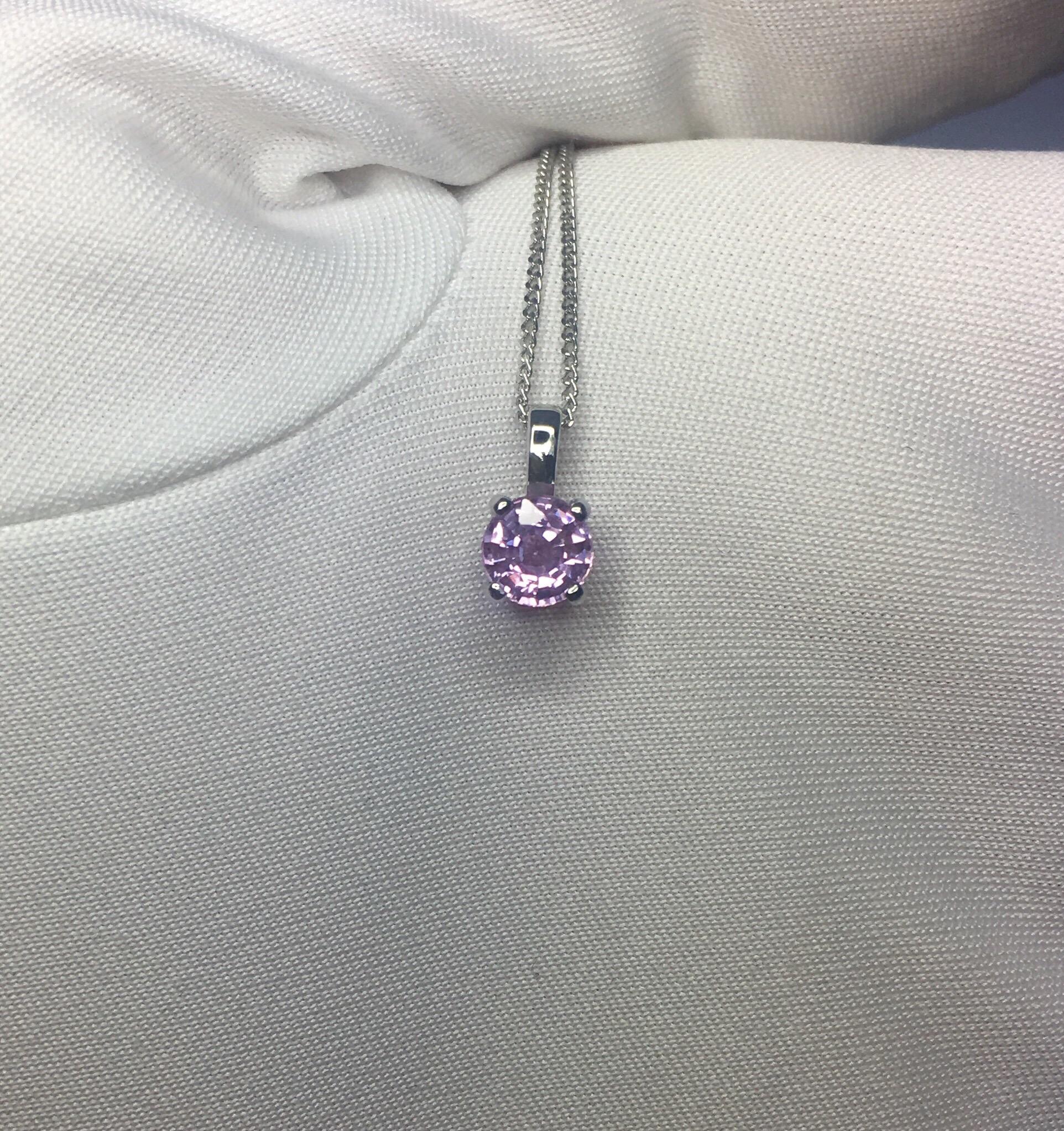 Women's or Men's Pinkish Purple Unheated Sapphire 0.61 Carat Solitaire Platinum Pendant