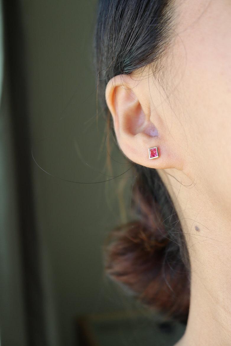 Pinkish Red Angel Cut Spinels Earring For Sale 4