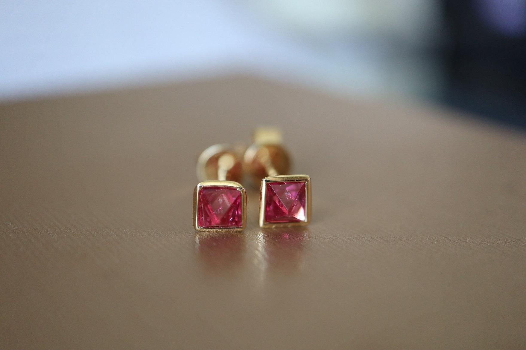 Art Deco Pinkish Red Angel Cut Spinels Earring For Sale