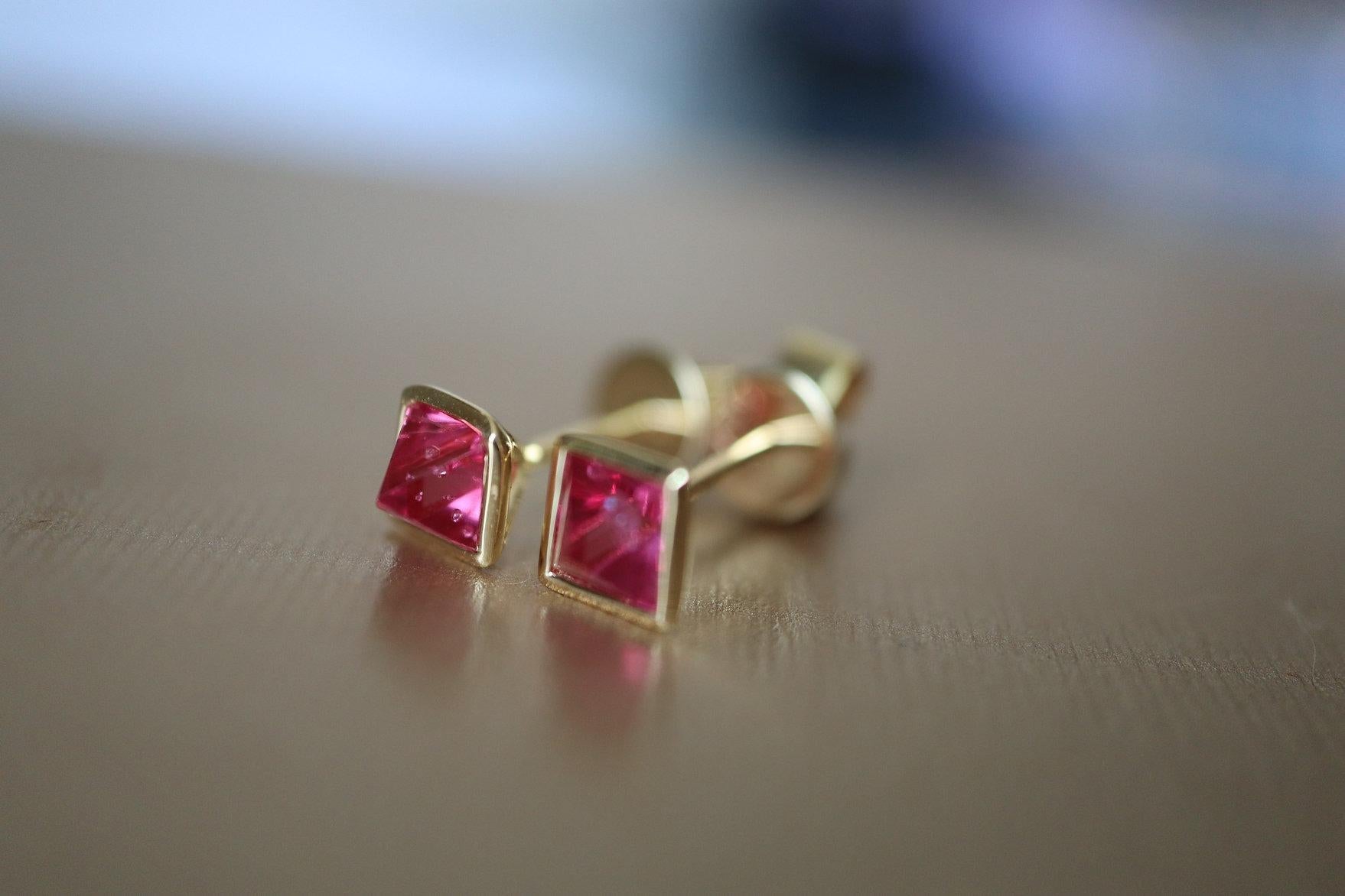 Pinkish Red Angel Cut Spinels Earring For Sale 2