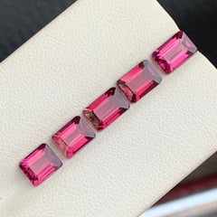 Pinkish Red Emerald Cut Natural Rhodolite Garnet Gemstone Jewelry Size