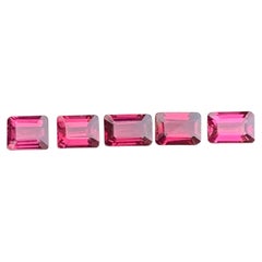 Pinkish Red Emerald Cut Natural Rhodolite Garnet Gemstone Jewelry Size