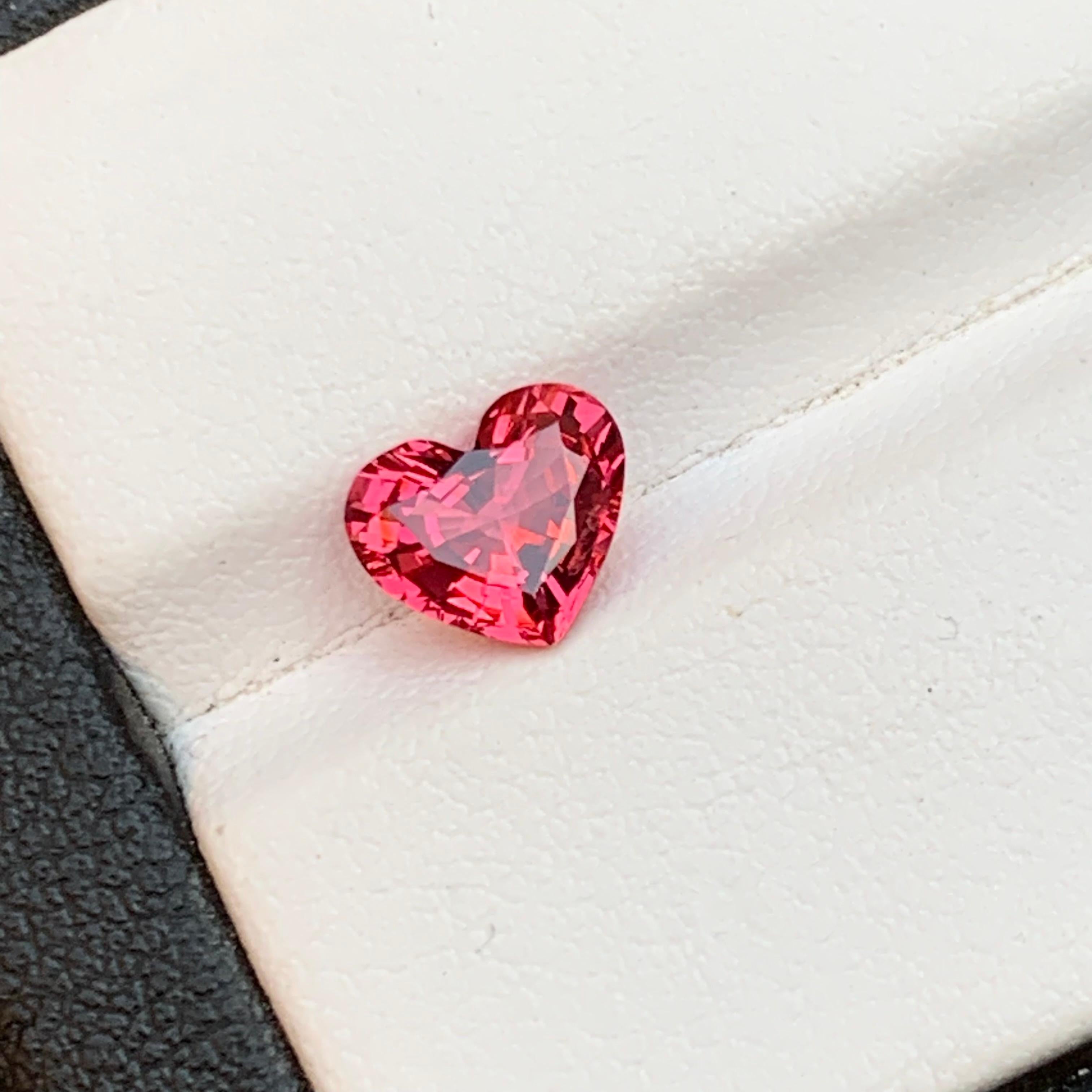 Modernist Pinkish Red Natural Certified Spinel Loose Gemstone 1.29 Ct Heart Shape-Jewel