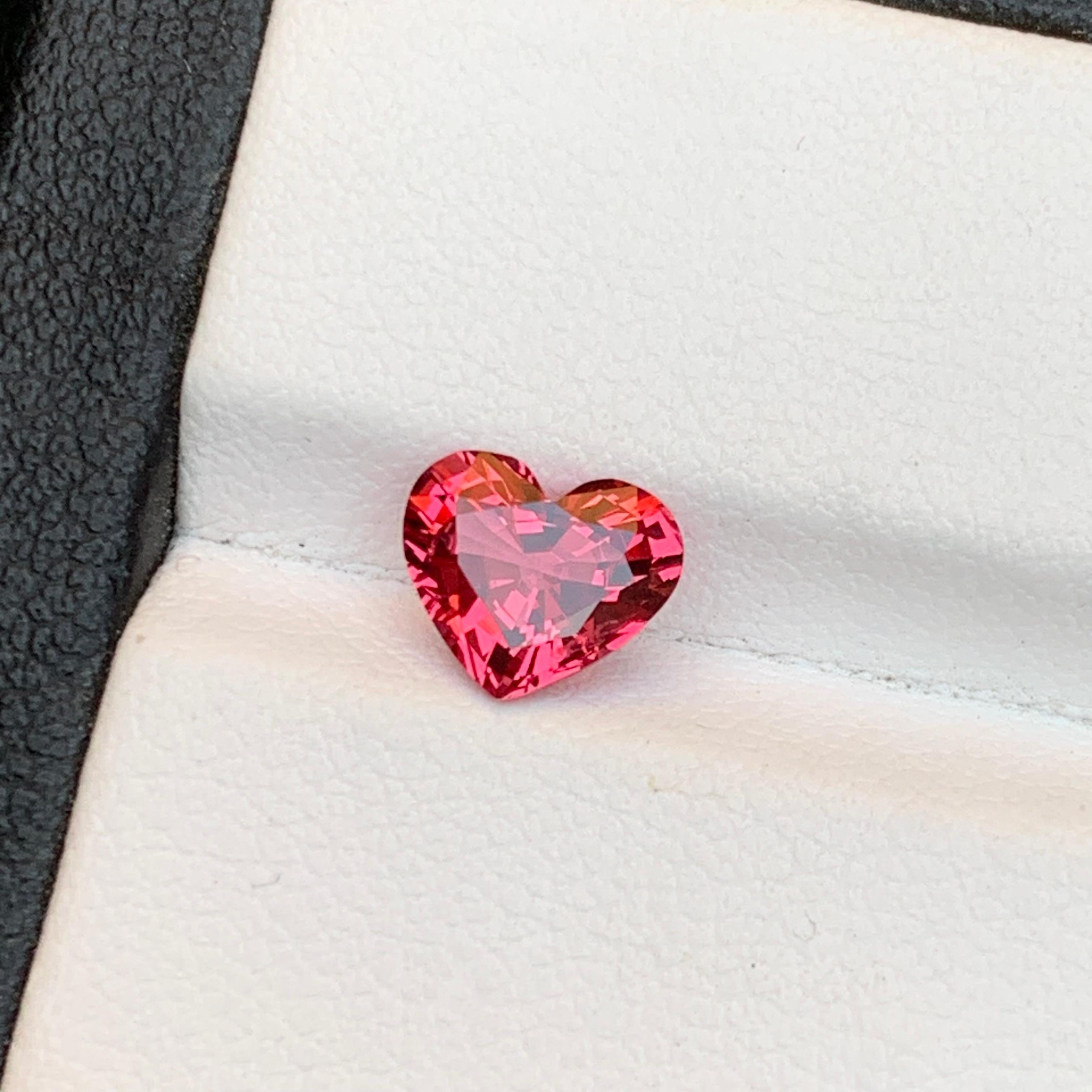Women's or Men's Pinkish Red Natural Certified Spinel Loose Gemstone 1.29 Ct Heart Shape-Jewel