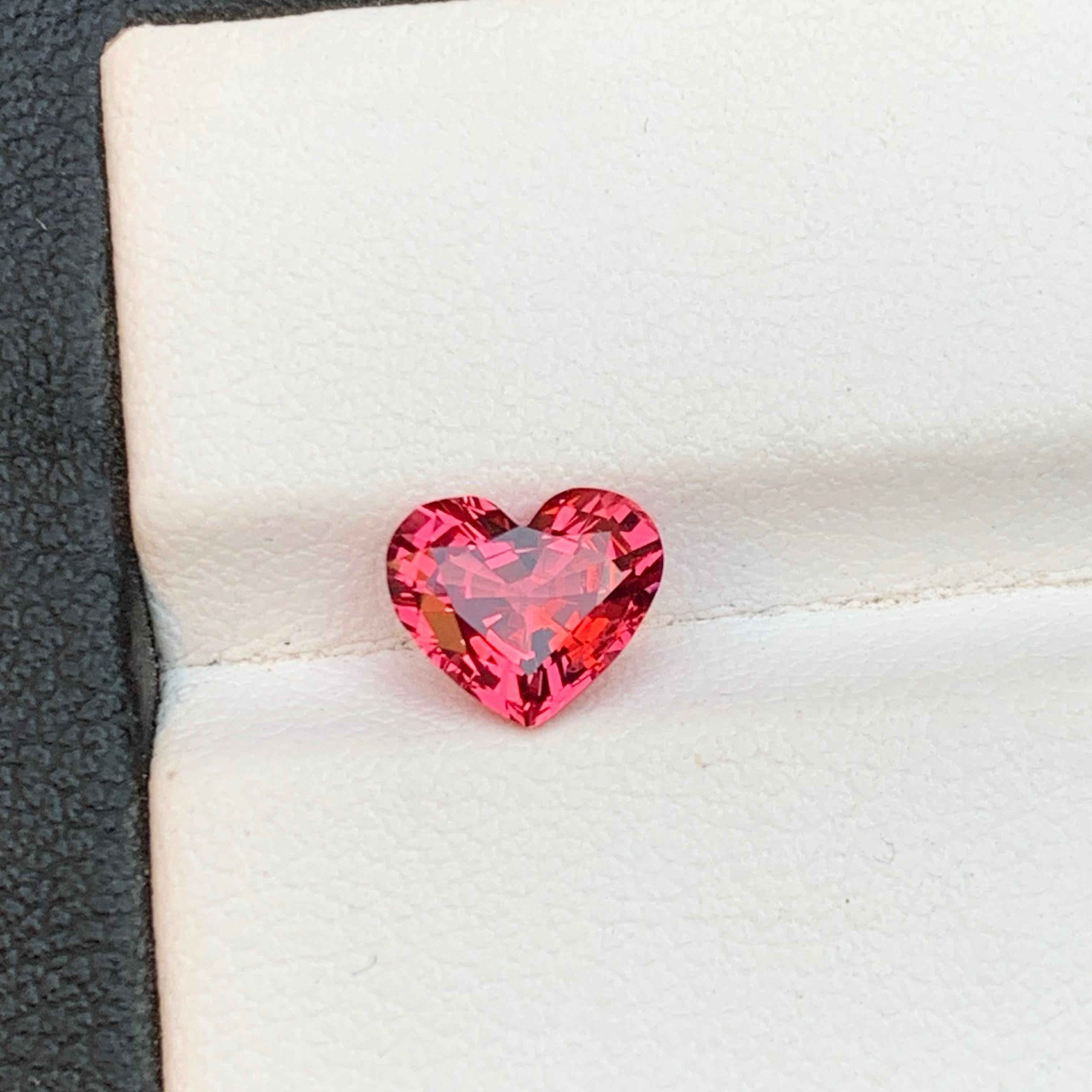 Pinkish Red Natural Certified Spinel Loose Gemstone 1.29 Ct Heart Shape-Jewel 2