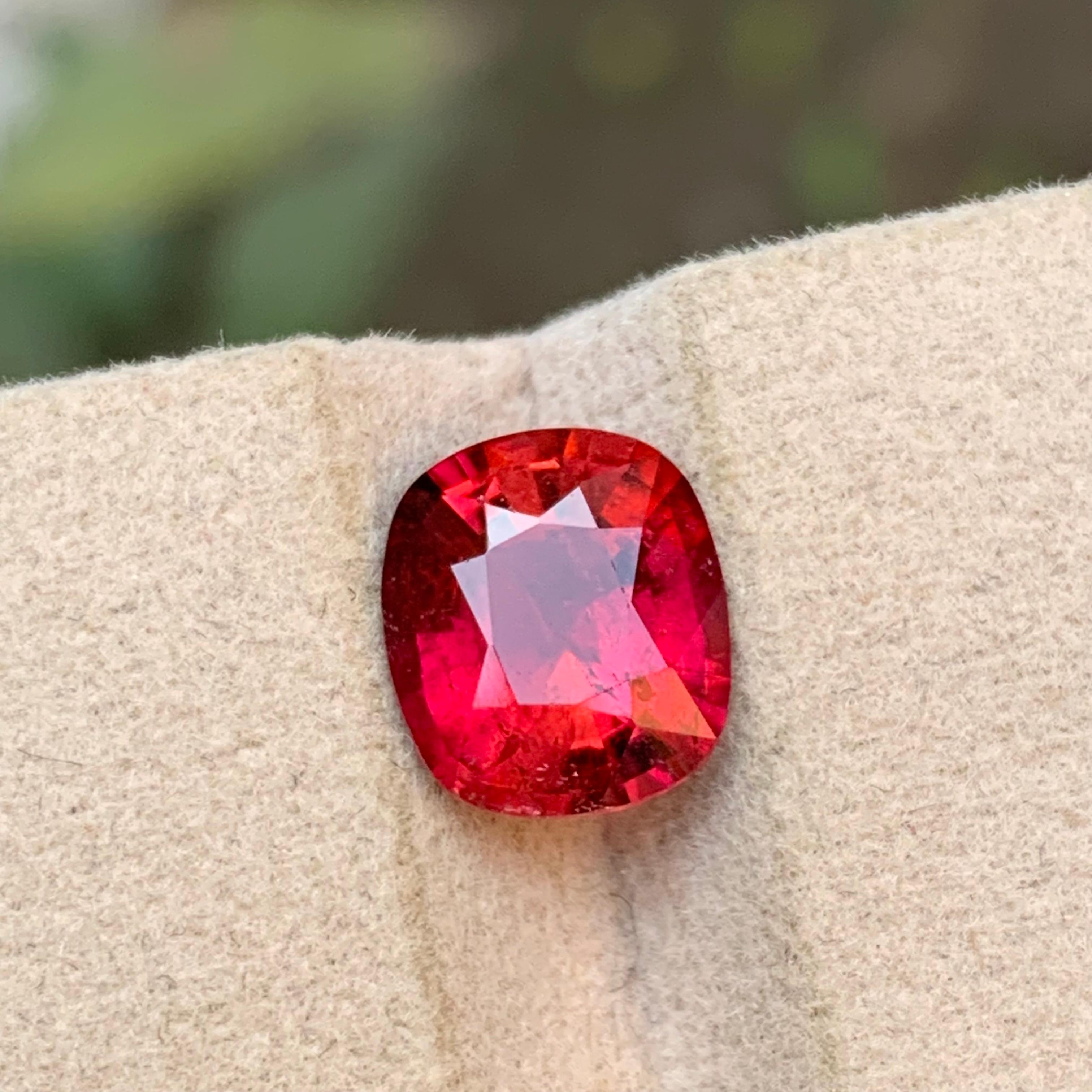 Anillo de turmalina rubelita natural rojo rosado Gema suelta 2,40 ct talla cojín en venta 6