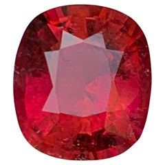 Anillo de turmalina rubelita natural rojo rosado Gema suelta 2,40 ct talla cojín