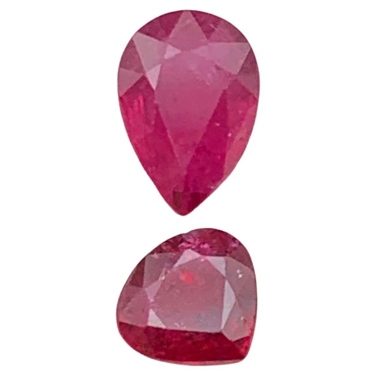 Pinkish Red Natural Ruby Pear Cut 2.02 Carat Jewelry Size Loose Gemstones Set