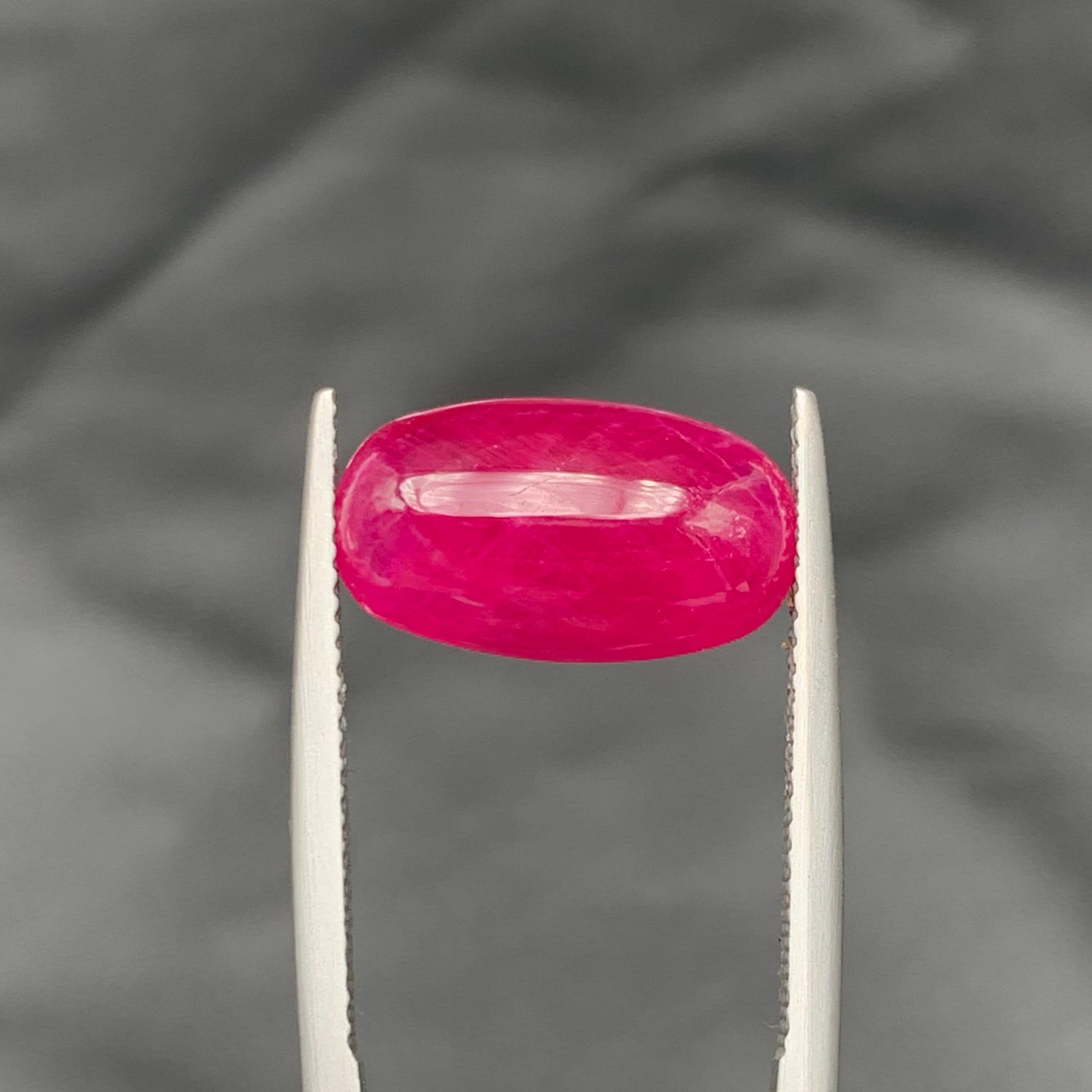 Anillo de Rubí Natural Rojo Rosado, Pulsera Gema Suelta 6.30Ct Cabochon Cut Jewel en venta 5