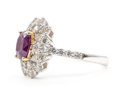 Pinkish Violet Sapphire & Diamond Starburst Ring in 18k White Gold