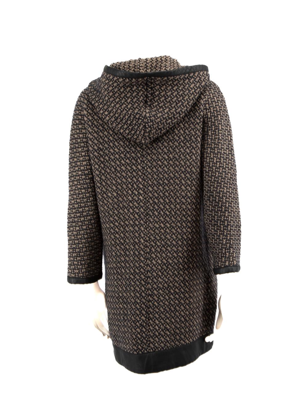 Black Pinko Abstract Wool Mid-Length Coat Size M