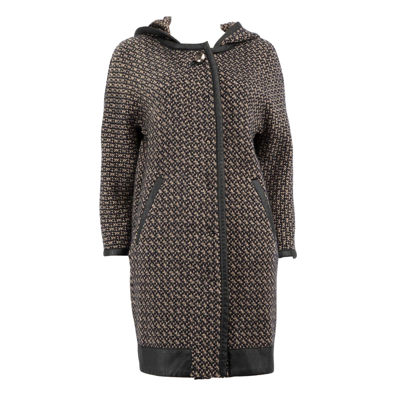 Pinko Abstract Wool Mid-Length Coat Size M