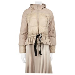 Pinko Beige Logo Drawstring Puffer Jacket Size M