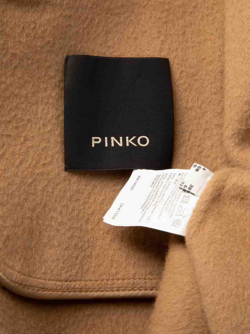 Women's Pinko Beige Wool Leopard Detail Colour Block Coat Size XS For Sale