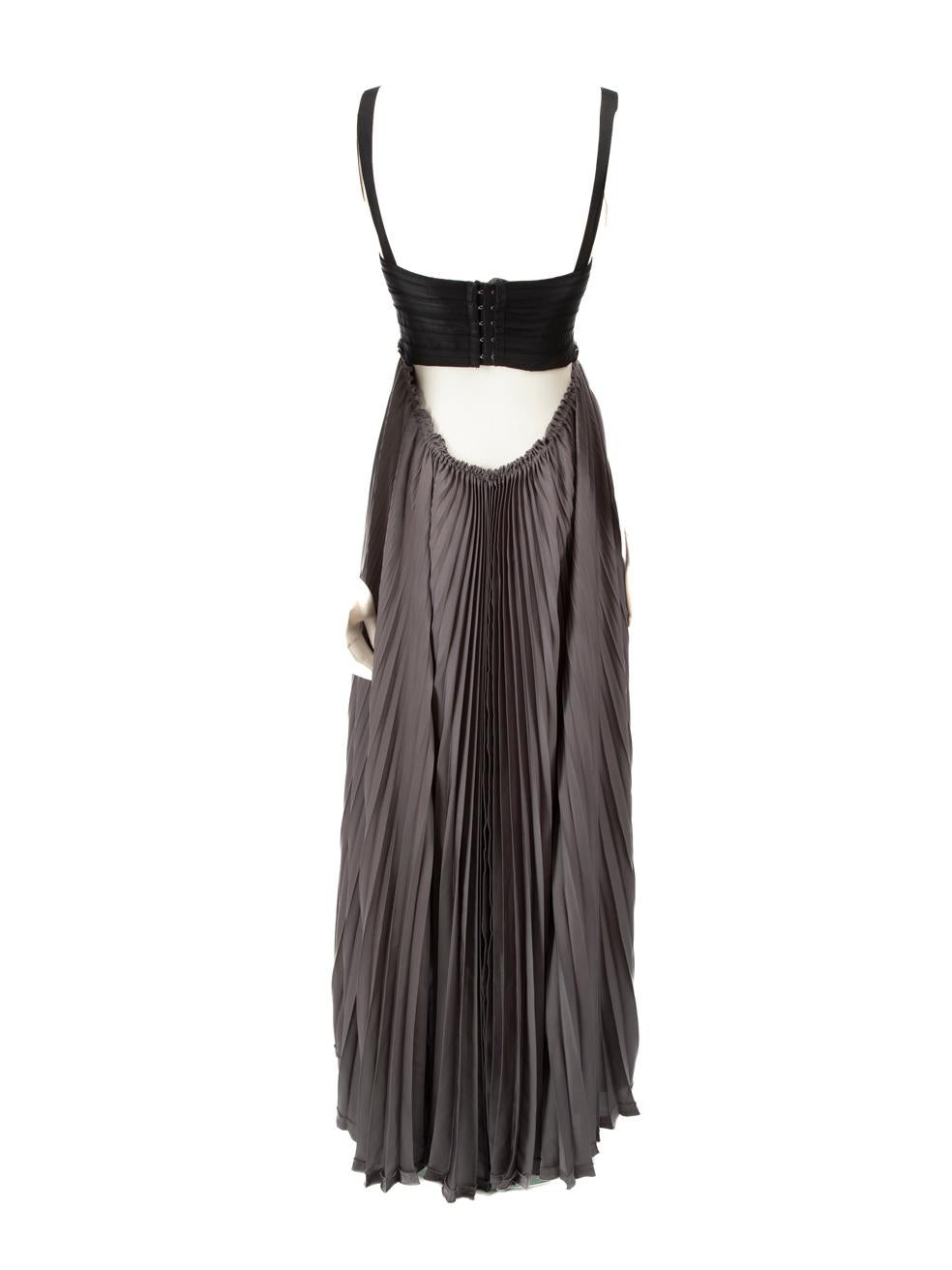 Pinko Black & Grey Pleated Dress Size S In Good Condition In London, GB