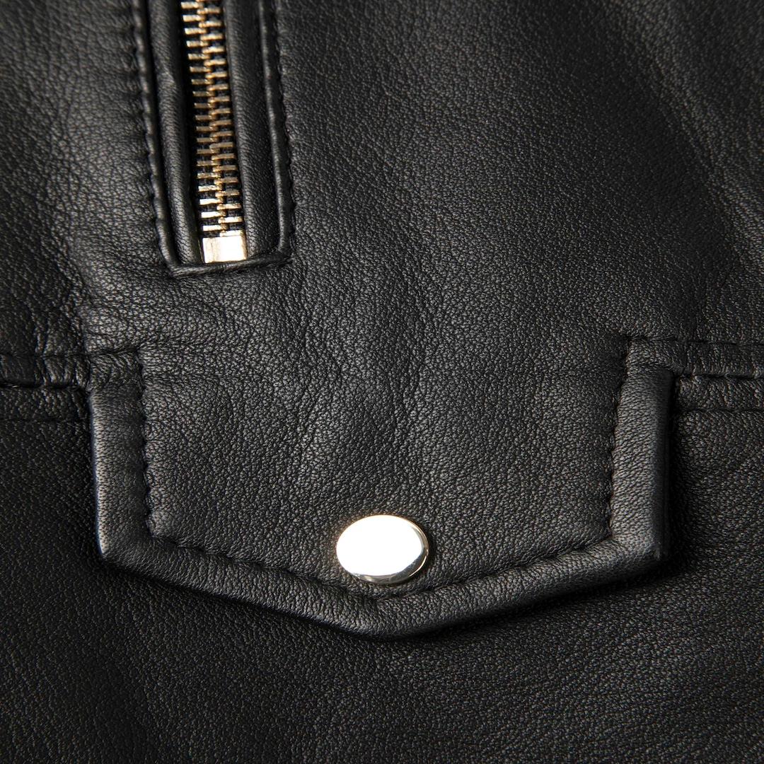 Pinko Black Leather Sensibile Biker Jacket Size L In New Condition For Sale In London, GB