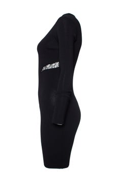 Pinko, schwarzes Stretchkleid mit Spitzendetails