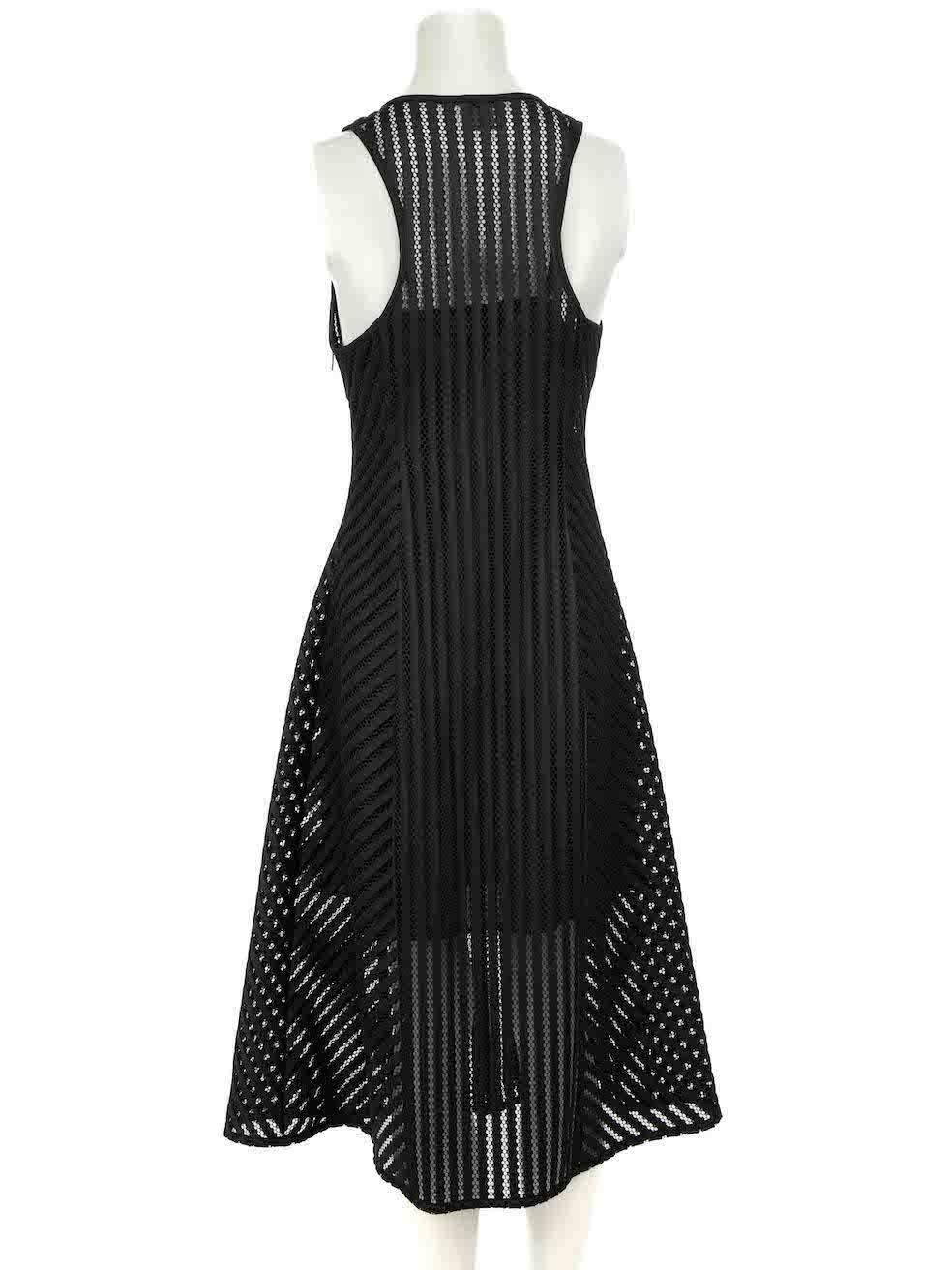 Pinko Black Striped Mesh Embellished Midi Dress Size M In New Condition In London, GB