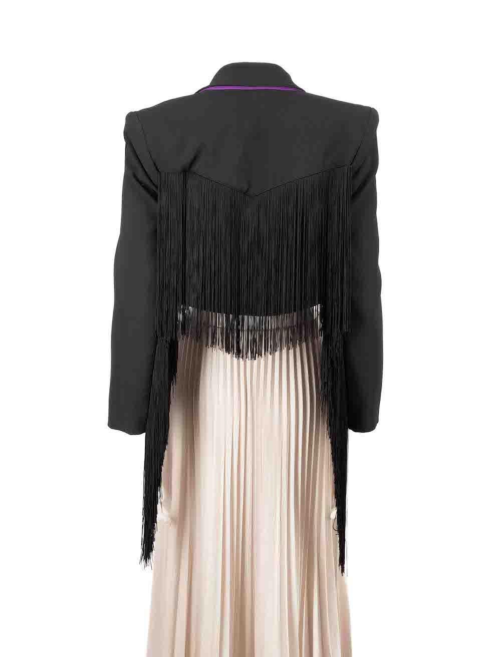 Pinko Black Tassel Detail Cropped Blazer Size XXS In Excellent Condition For Sale In London, GB