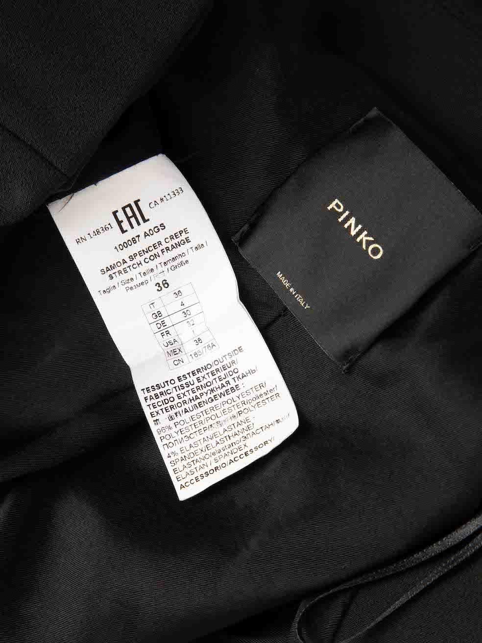Pinko Black Tassel Detail Cropped Blazer Size XXS For Sale 1