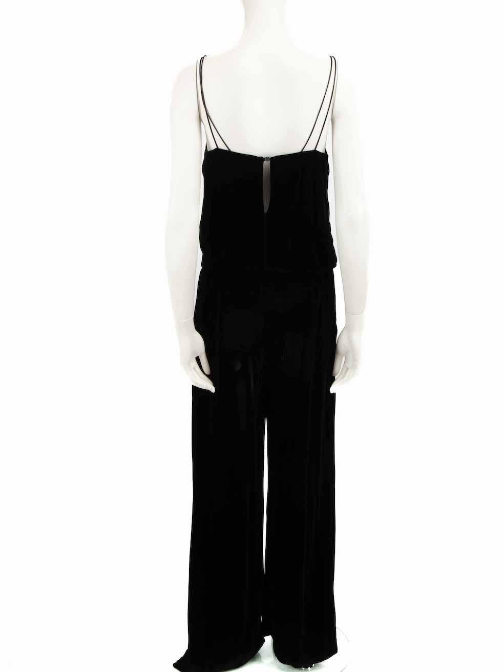 Pinko Black Velvet Butterfly Detail Jumpsuit Size S In Good Condition For Sale In London, GB