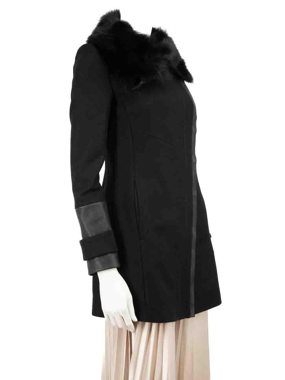 CONDITION is Very good. Hardly any visible wear to coat is evident on this used Pinko designer resale item.
 
Details
Black
Wool
Coat
Single breasted
Asymmetric zip fastening
Fur trim collar
Neck snap button fastening
2x Side pockets
 
Made in