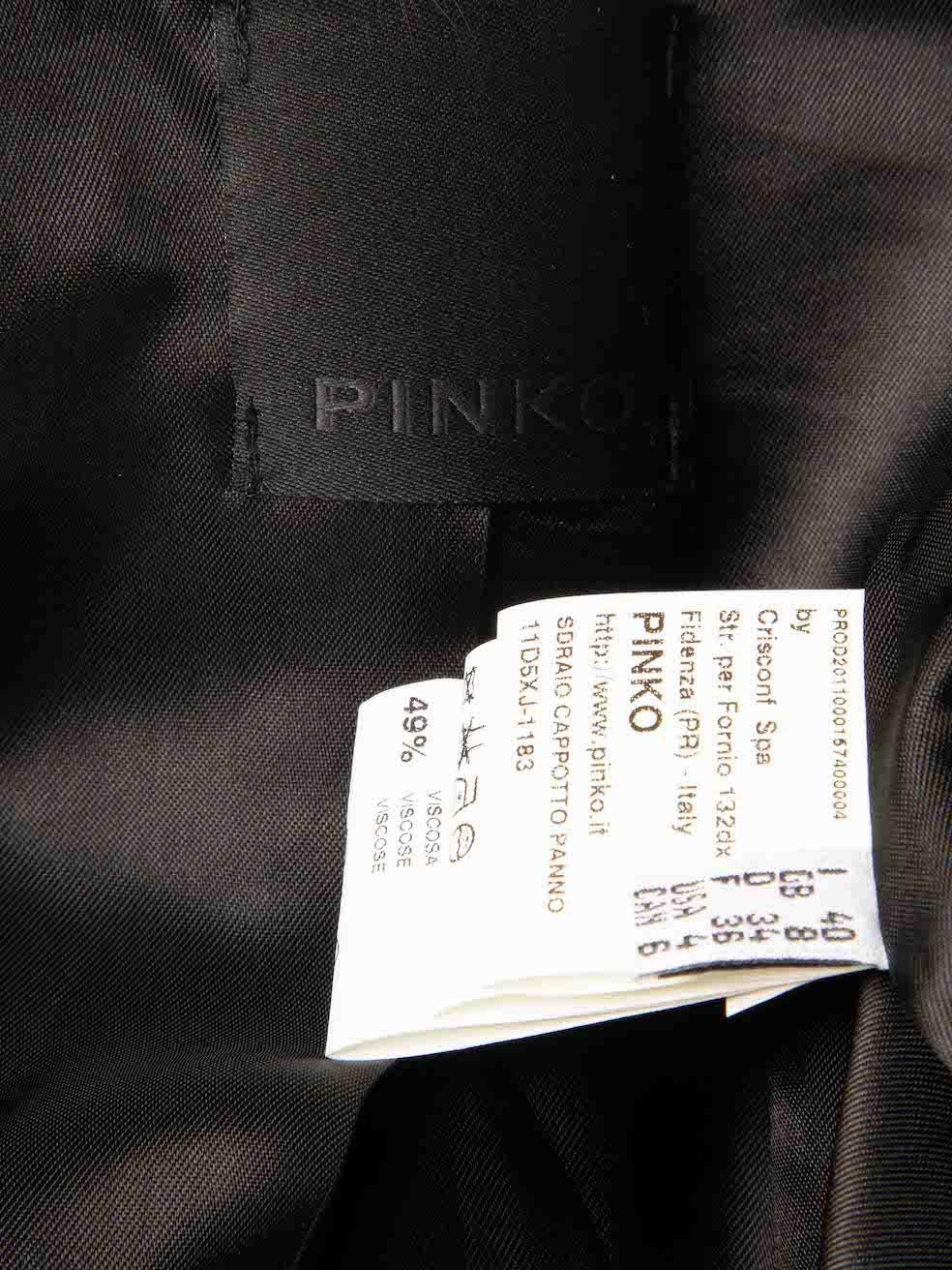 Pinko Black Wool Asymmetric Fur Collared Coat Size S For Sale 1