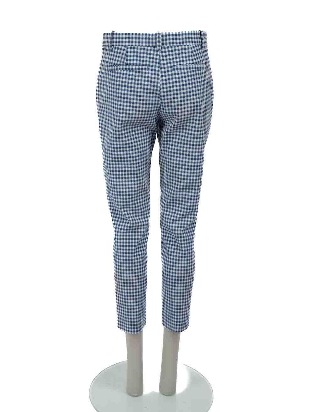 Pinko Blue Gingham Slim Cropped Trousers Size S In Excellent Condition For Sale In London, GB