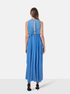 Pinko Blue High Low Hem Pleated Dress Size S
