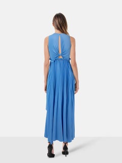Pinko Blue High Low Hem Pleated Dress Size S