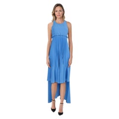 Pinko Blue High Low Hem Pleated Dress Size S
