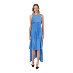 Pinko Blue High Low Hem Pleated Dress Size S
