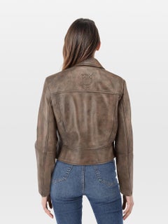 Pinko Giacca corta da motociclista marrone Sensibile Taglia XL