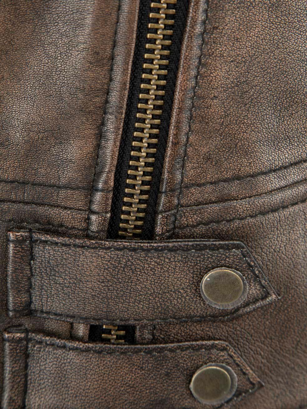 Pinko Brown Sensibile Kurze Biker Jacke Größe XL Damen im Angebot