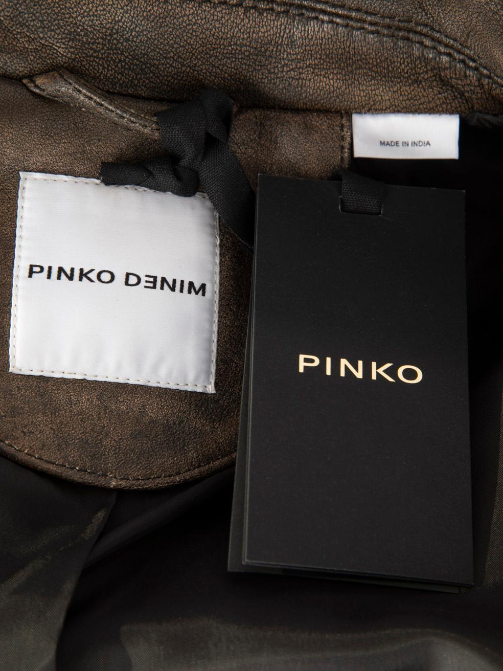 Pinko Brown Sensibile Kurze Biker Jacke Größe XL im Angebot 1