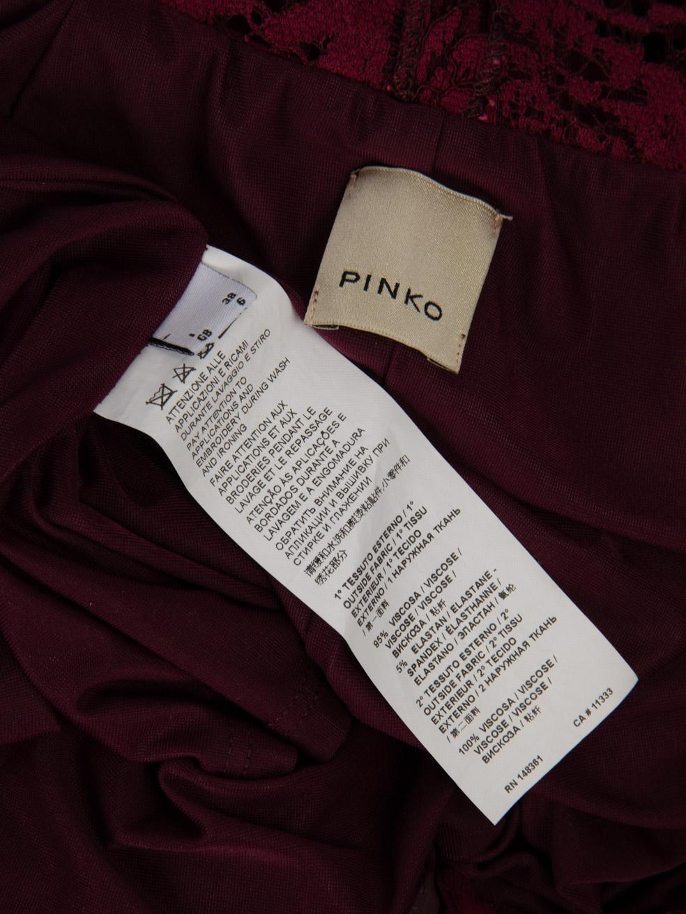 Women's Pinko Burgundy Floral Lace Beaded Maxi Dress Size XS For Sale