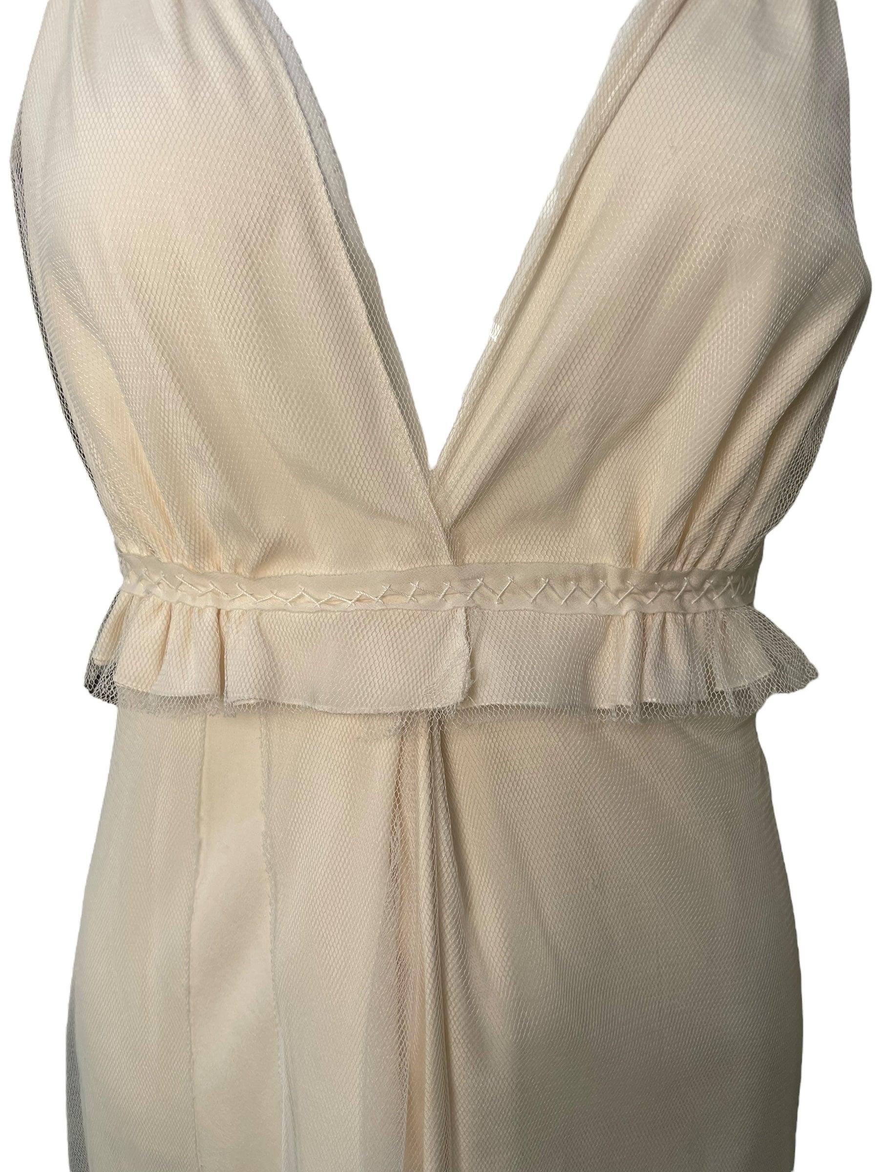 Pinko Creme Göttin inspiriert Hochzeitskleid (Grau) im Angebot