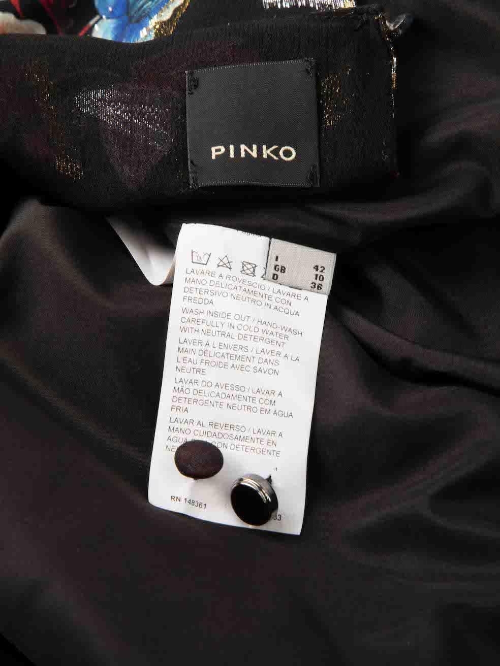 Women's Pinko Floral Print Metallic Belted Mini Dress Size M For Sale