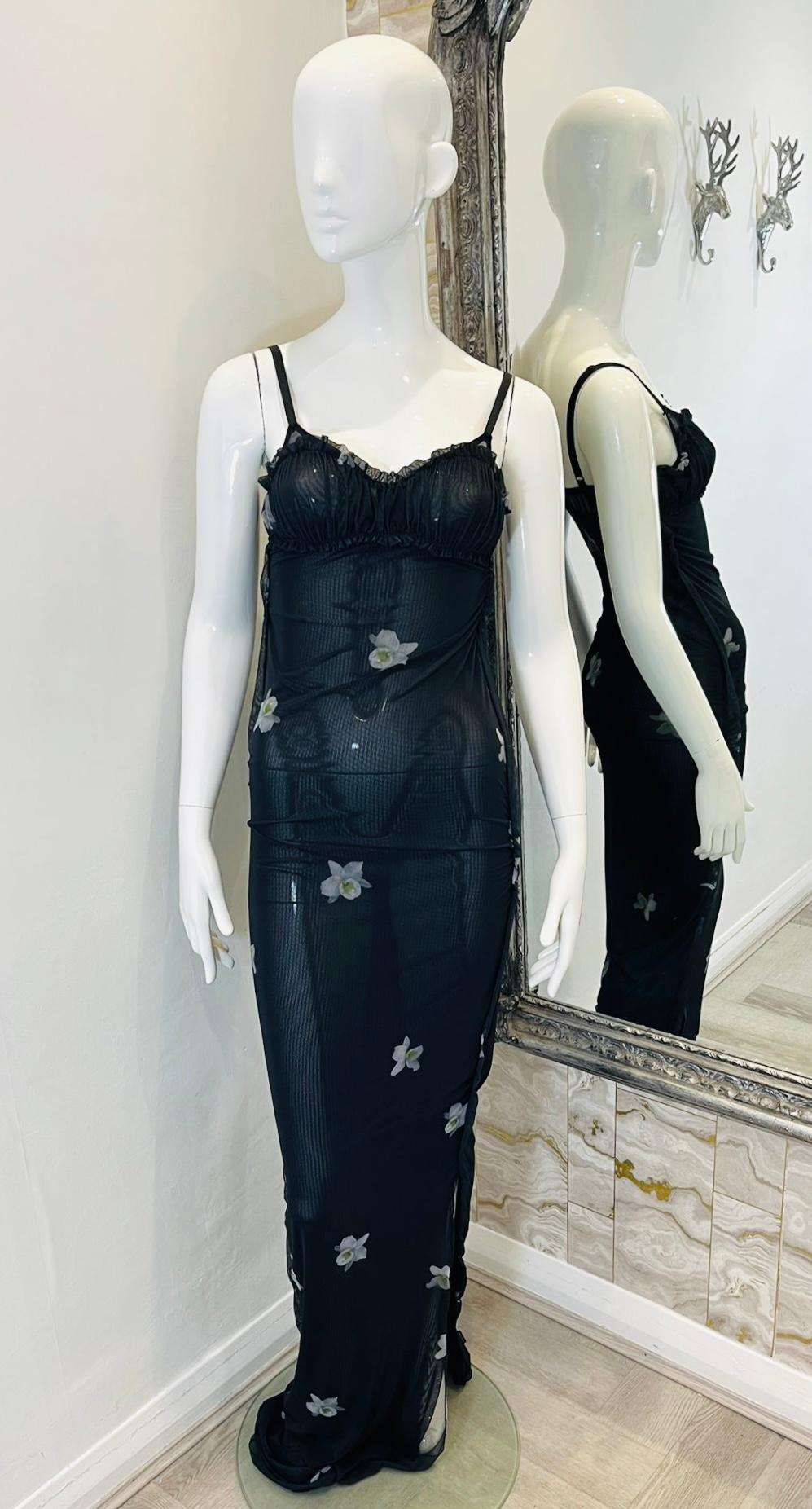 Brand New - Pinko Gathered Orchid Print Tulle Dress

By Patrick McDowell is this black lingerie-styled long dress in stretch tulle.

Detailed with grey orchid print, sweetheart neckline and adjustable shoulder straps.

Featuring slim-fit silhouette,