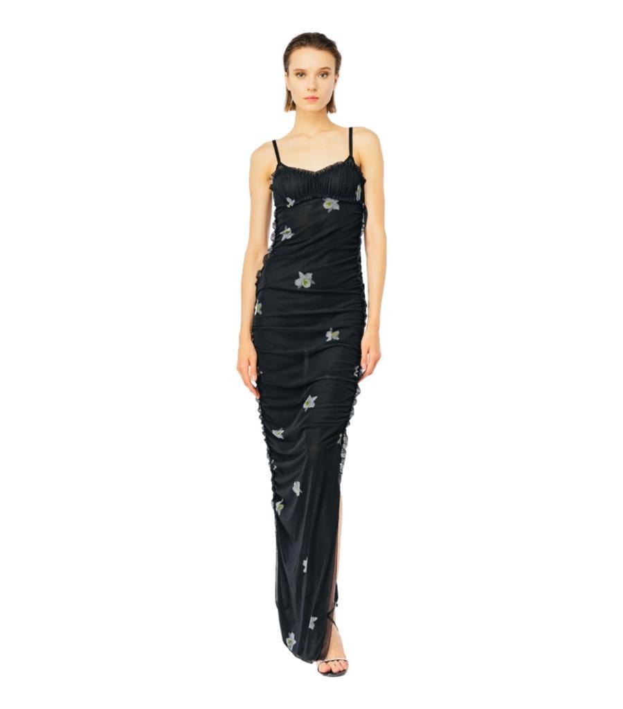 Women's Pinko Gathered Orchid Print Tulle Dress