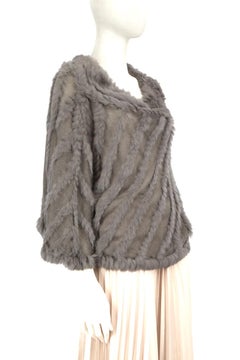 Pinko Grey Rabbit Fur Cape Size S