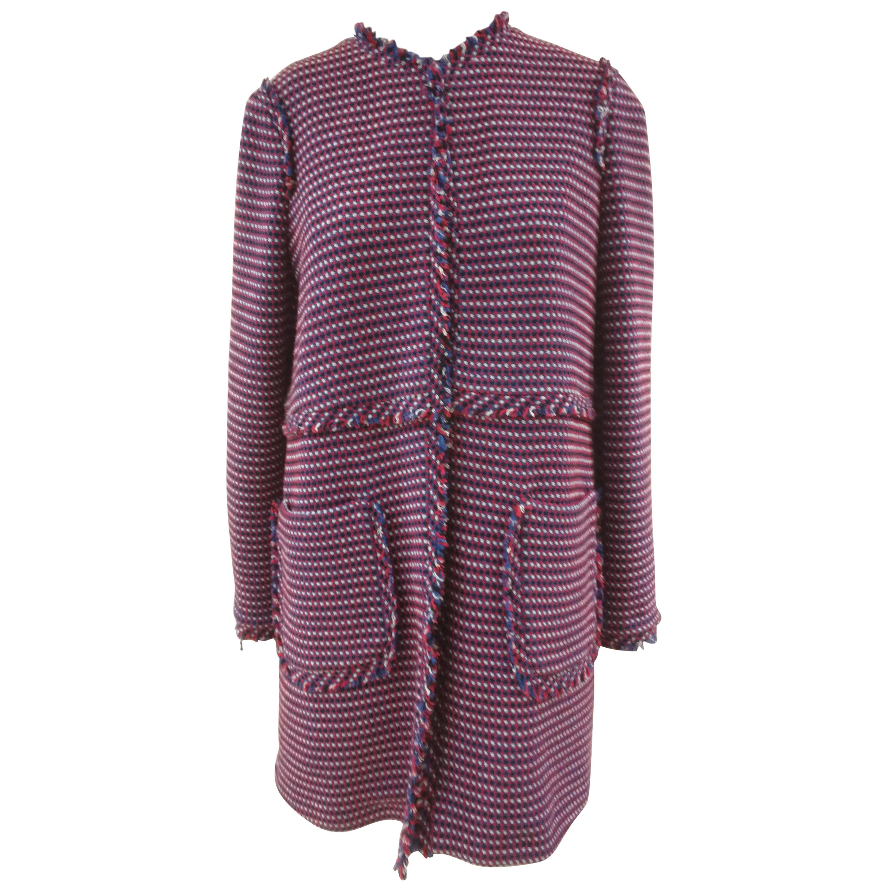 Pinko Multicoloured Tweed Coat  For Sale