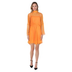 Pinko Orange Silk Sheer Mini Dress Size L