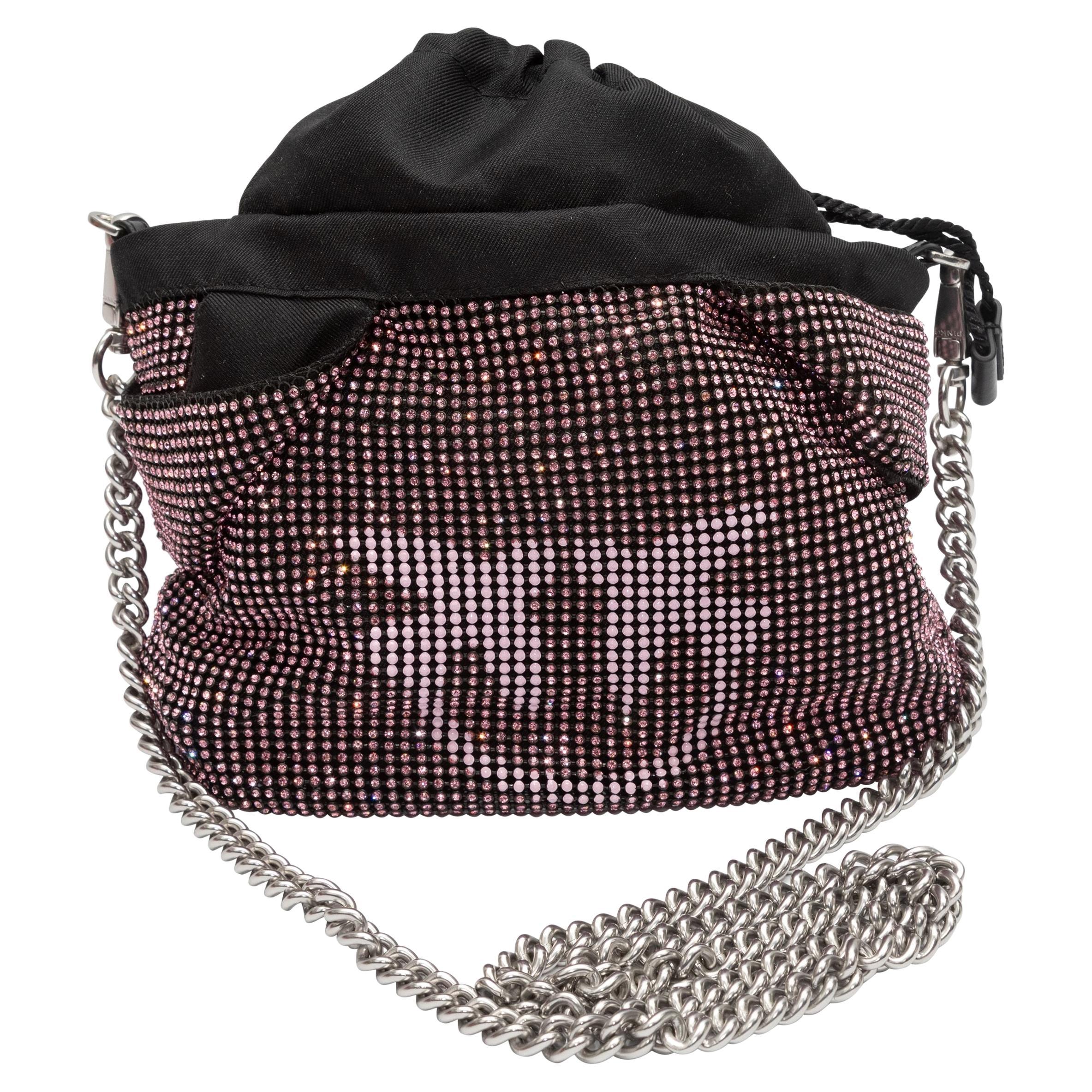 Pinko Pink and Black Rhinestone Shoulder Bag For Sale at 1stDibs