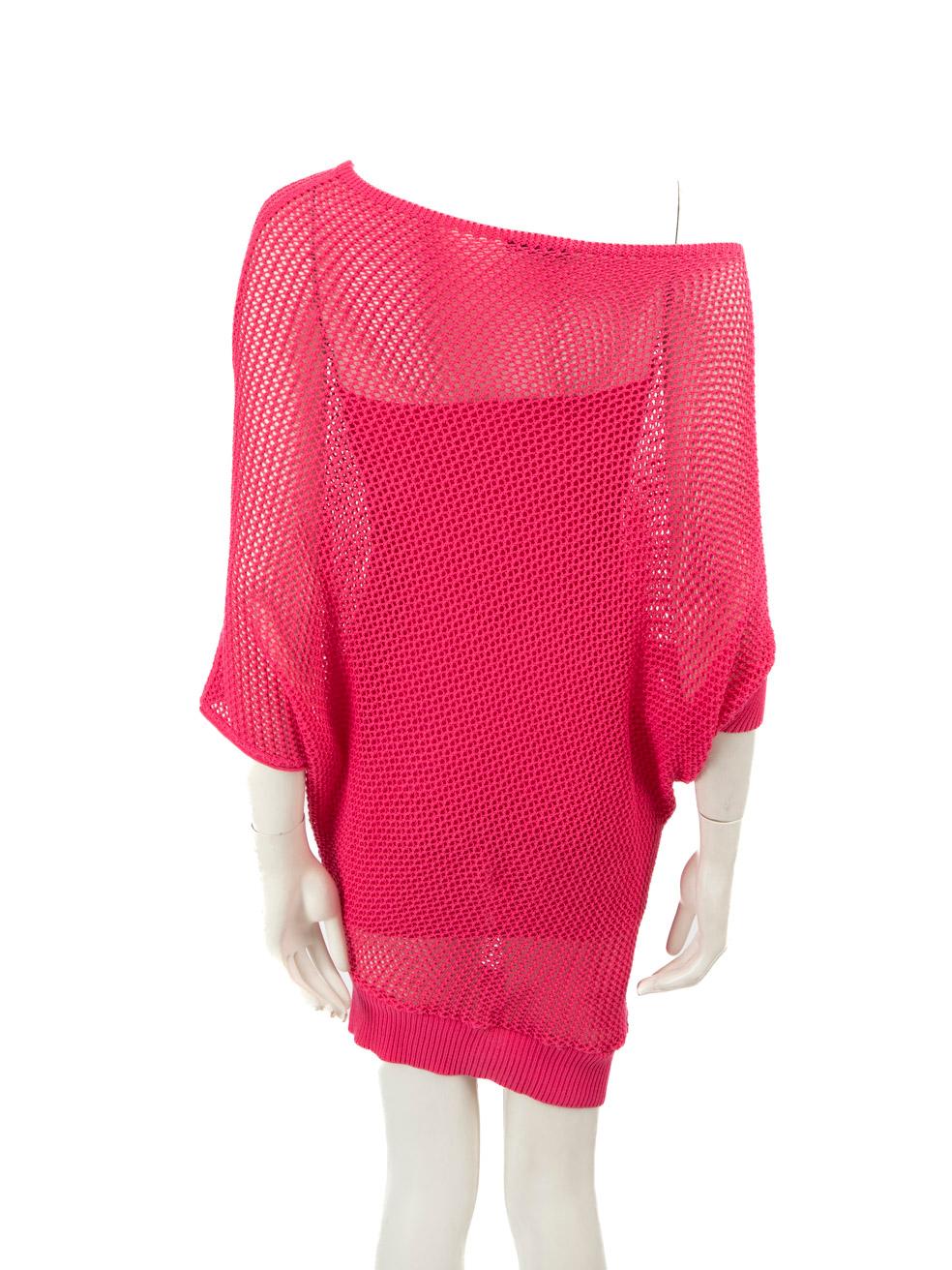 Rose Mini robe transparente en tricot rose Pinko Taille S en vente
