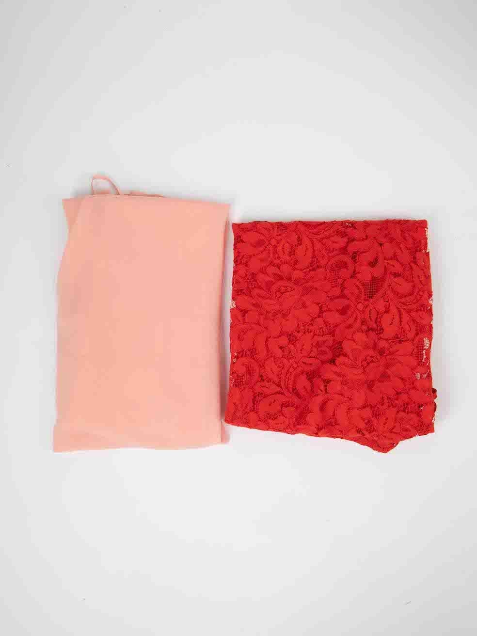 Pinko Red Lace V Neck Midi Dress Size L 3