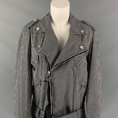 PINKO Size 6 Black & White Gingham Cotton Asymmetrical Jacket