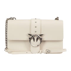 Pinko SS24 Weißes Leder Love One Classic Crossbody Tasche